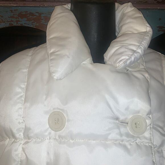 VINTAGE WHITE DOWN QUILTED PUFFER PARKA JACKET S - Picture 7 of 9